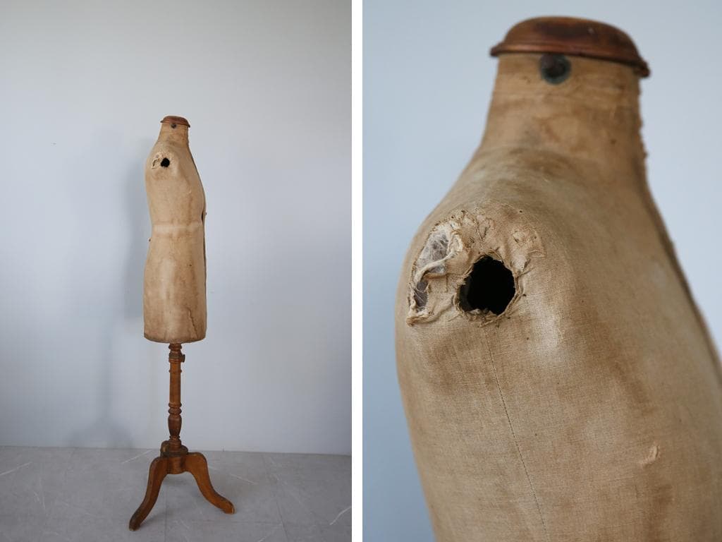 フランスアンティーク木製レディーストルソー/女性ボディ/マネキン(90-206)