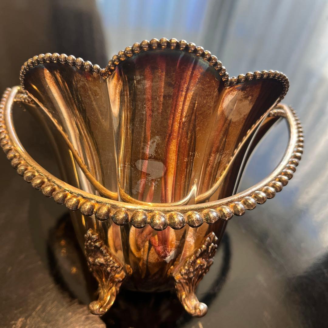 アンティーク　銀製　花びら型ボウル