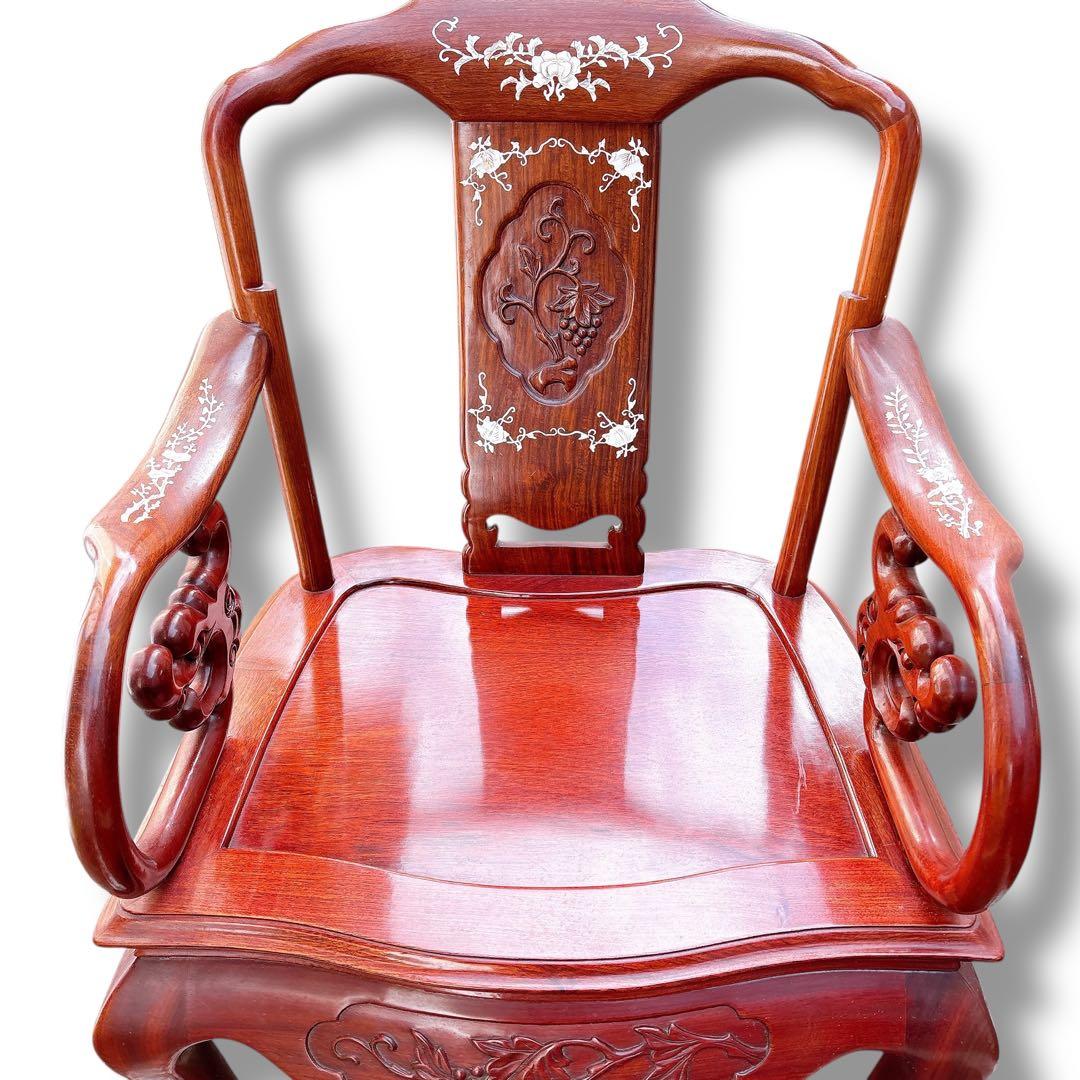アンティーク 猫脚 彫刻 肘掛椅子 店舗什器 木製 チェア ブラウン 大型