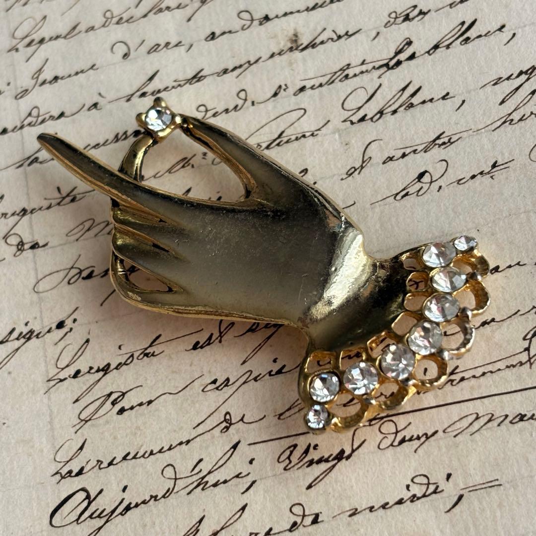 【美品】フランス 50’s クラシカル ブローチ ヴィンテージ 貴婦人 ストーン