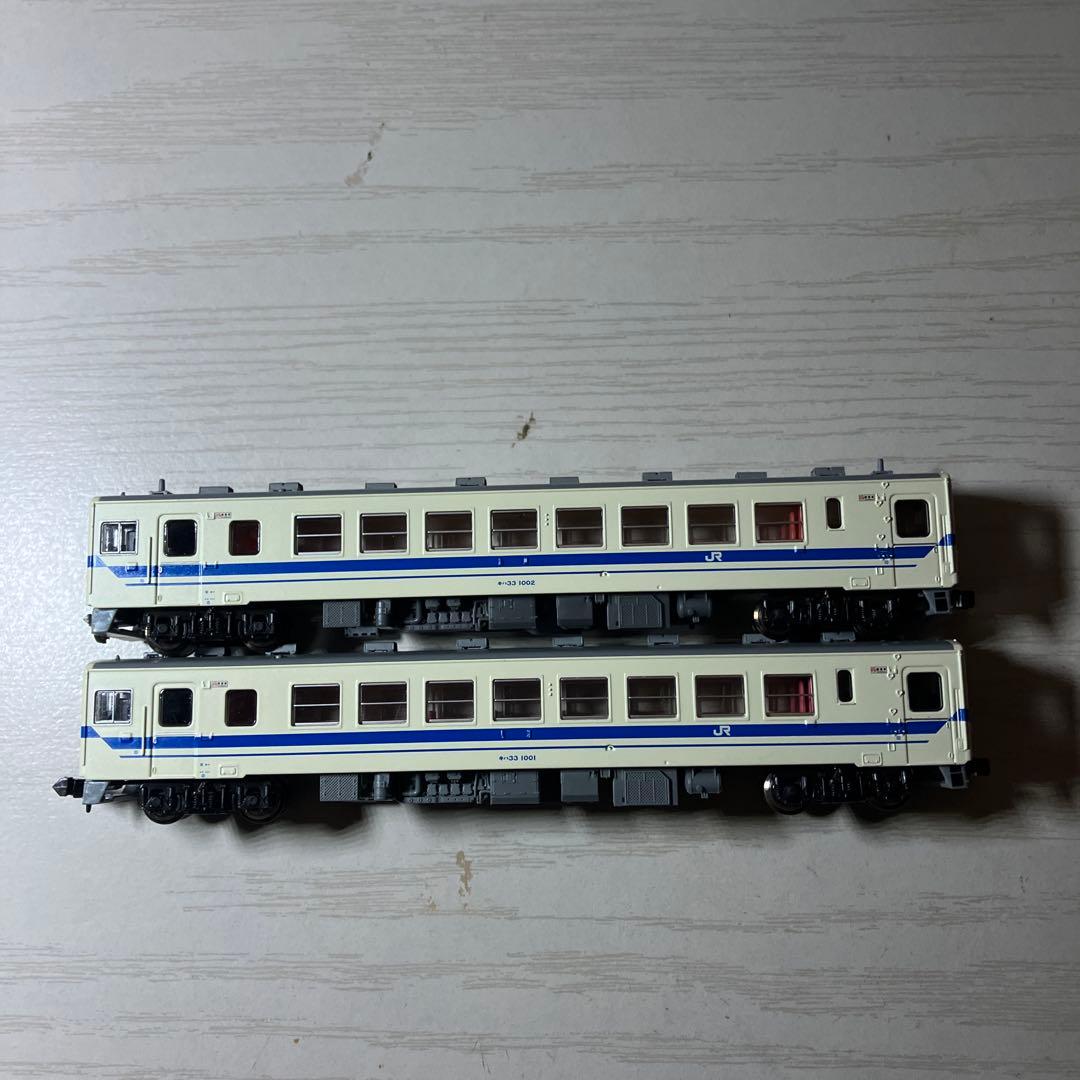 マイクロエース　キハ33 アイボリー・青帯　モーター無し2両セット　ジャンク品