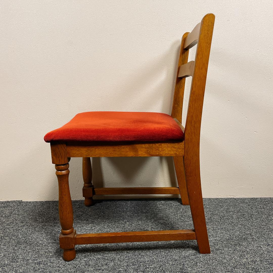 美品　浜本工芸　レトロ　アンティーク 木製チェア 赤