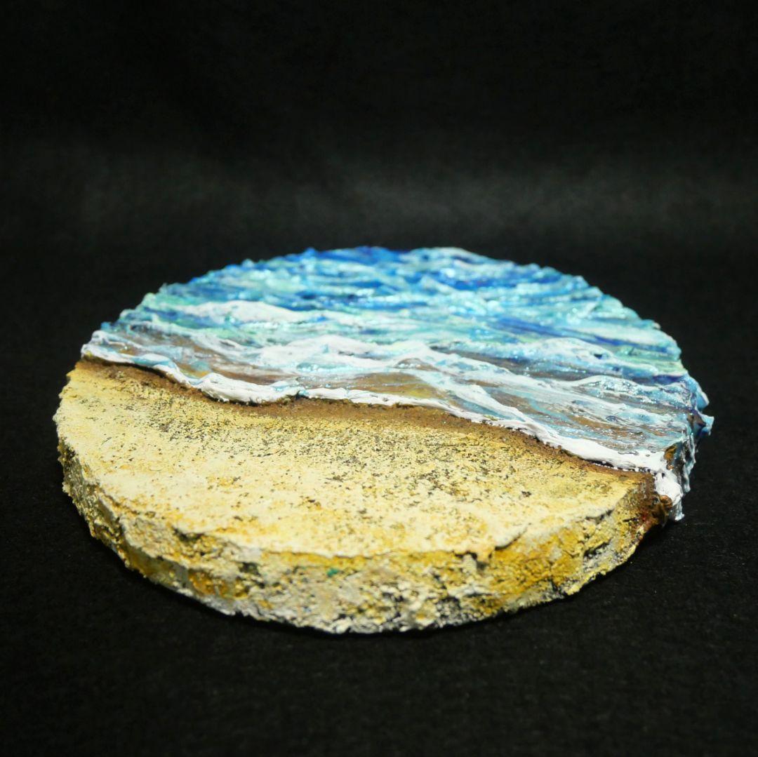 油絵 油彩 油彩画 絵画 絵 変形キャンバス【砂浜の波】