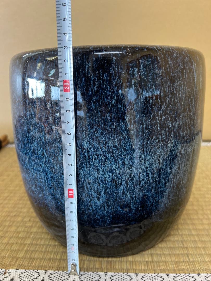青色グラデーション 陶器 火鉢 なまこ