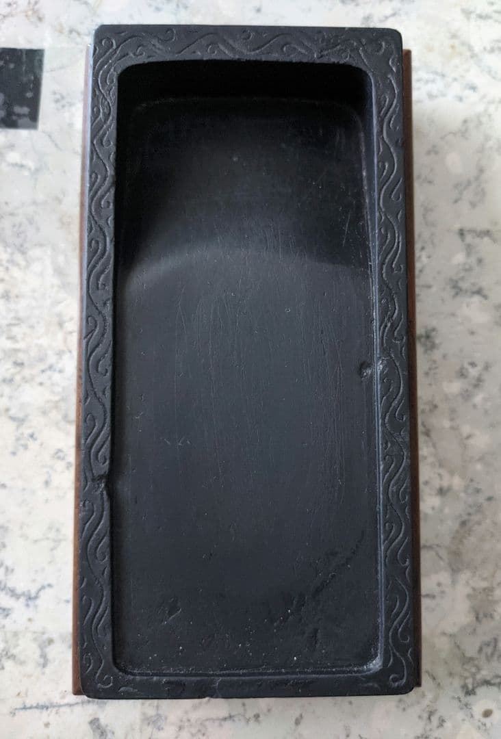 硯／書道／アンティーク台座付き硯