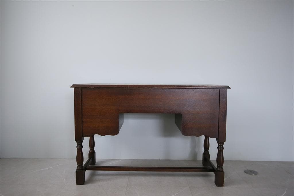 英国アンティーク木製デスク/勉強机/テーブル/飾り棚/オフィス事務(91-57)