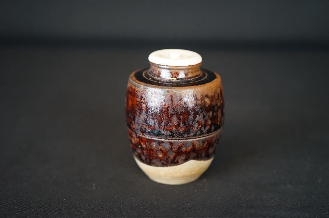 瀬戸茶入 大徳寺立花大亀書付 銘 寿山 共箱 紙箱 仕覆付 鶴ヶ岡間道 有楽純子