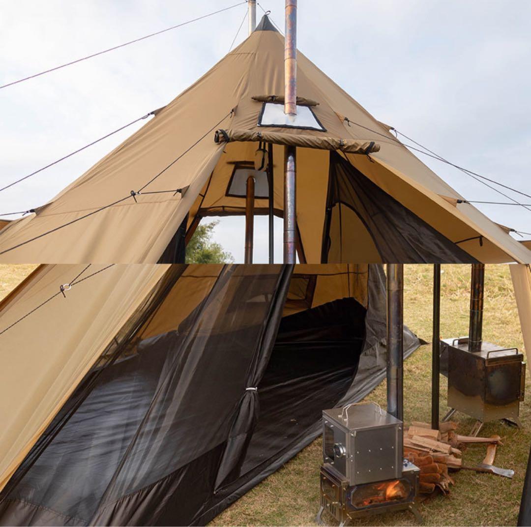 新品 POMOLY 超軽量大型ワンポールテント ストーブジャック多数 薪ストーブ