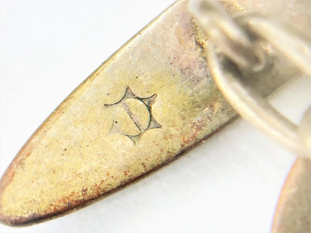 【 明治～大正 チェーンカフス対 】　野球ボール　銅地銀鍍金　エナメル象嵌