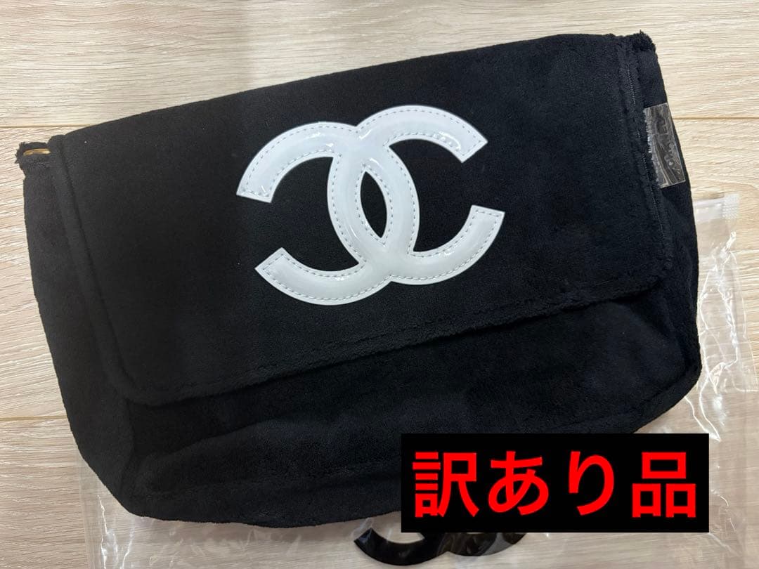 訳あり品 CHANEL シャネル ミニバッグ ポーチ ブラック×ホワイトロゴ