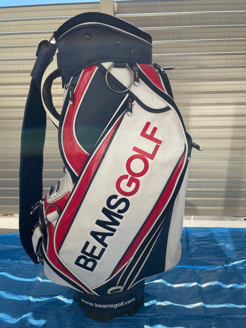 期間限定値下げ！BEAMS GOLF キャディバッグ ホワイト/レッド/ネイビー