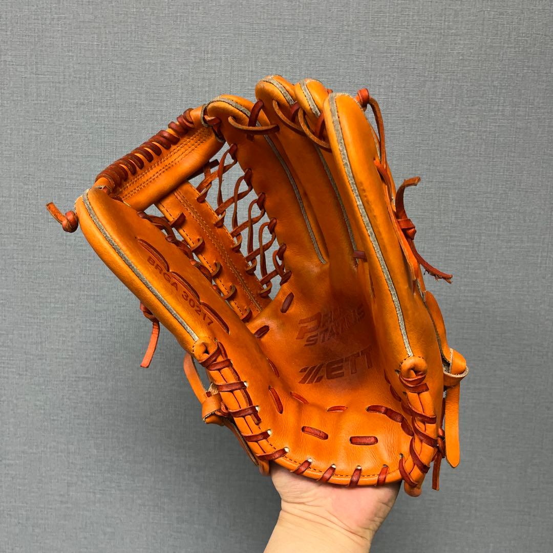 1072 ZETT プロステイタス 型抜群 即戦力 美品 軟式 外野手用グローブ