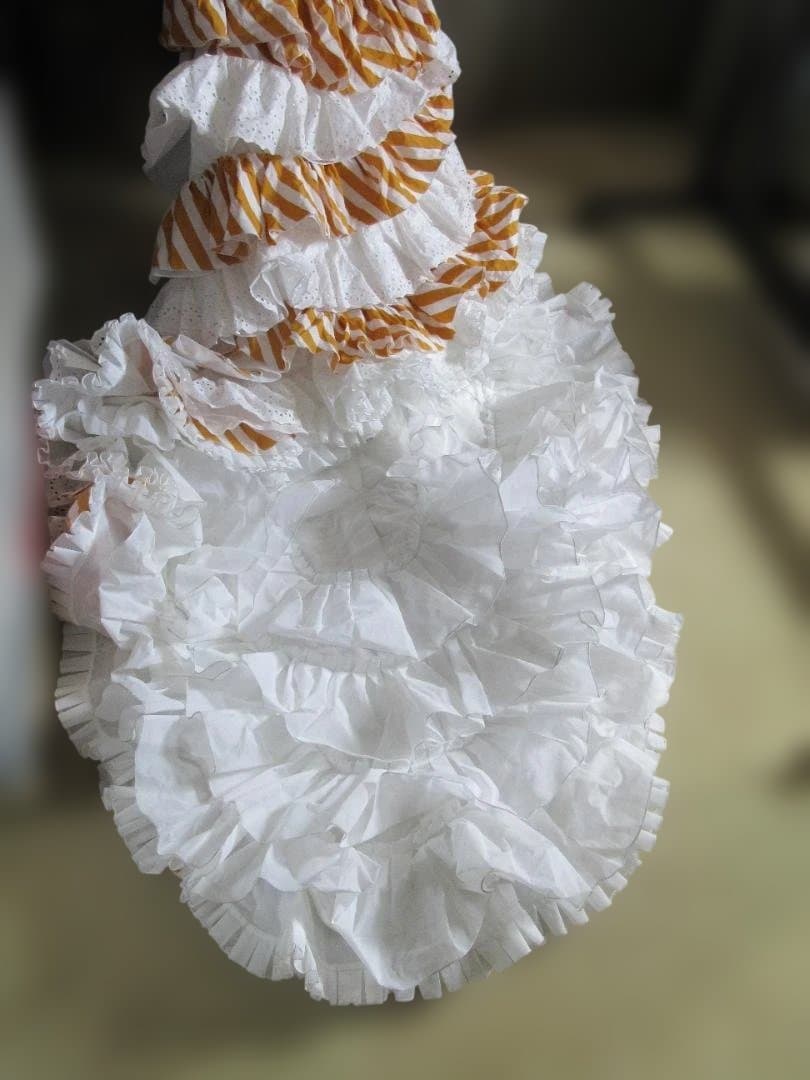 フラメンコドレス マロン地　白のストライプ