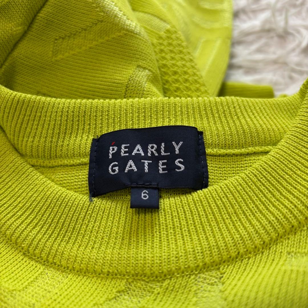 23年モデル パーリーゲイツ ニットセーター ライムグリーン 天竺 総柄 ゴルフ