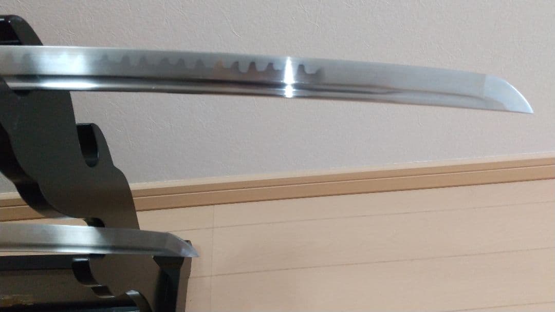 【珍品】模造刀 (皮巻き・千段鞘・樋入り刀身) 居合刀・模擬刀