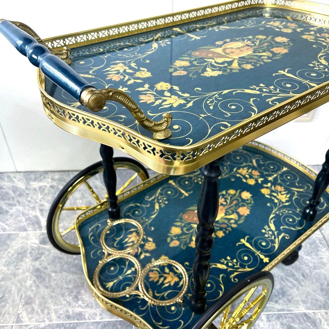 イタリア製 アンティーク キッチン 配膳 ワゴン キャスター付