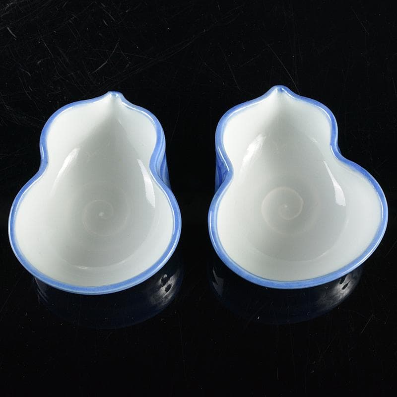 平安　三浦竹泉造　染付　瓢箪形　向付　共布共箱　2点まとめて　M　R5616