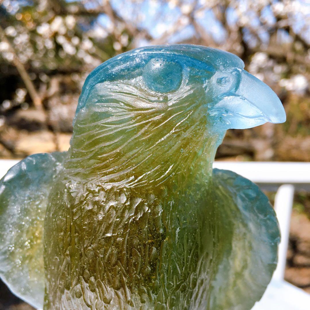 ハヤブサ　鷹　ドーム　フランス　クリスタル　水晶　エミールガレ　フランス製ガラス