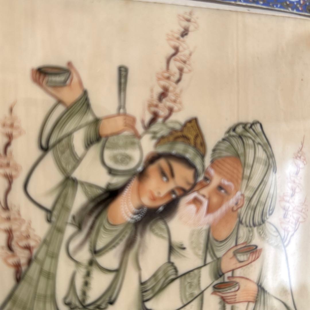 伝統的な老人と美女の人物像の絵画イラン製