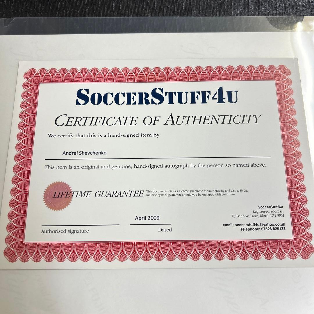 元代表　アンドレイ シェフチェンコ チェルシー　直筆サイン入りフォト