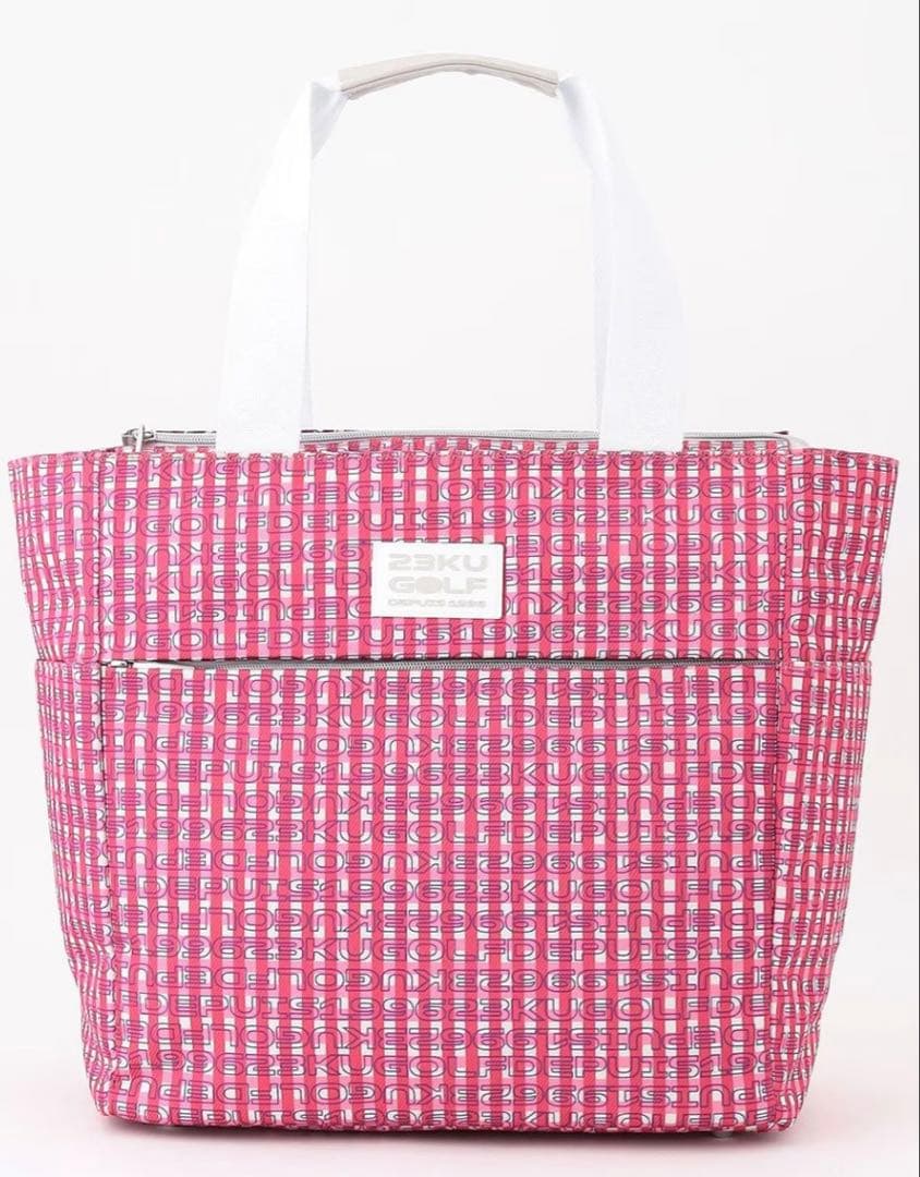 【新品タグ付】23区GOLF ピンク ロゴチェックバッグ