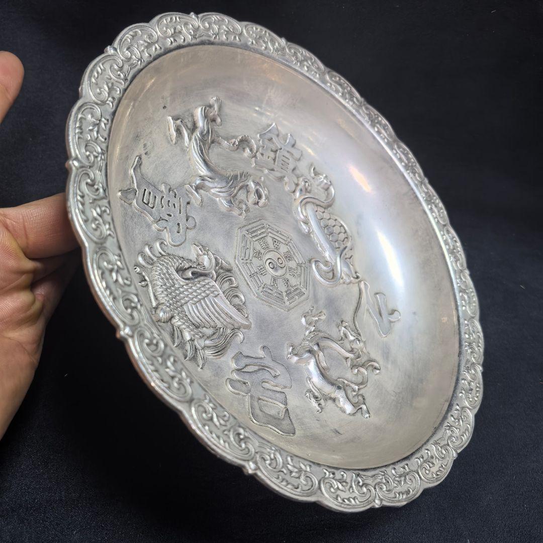 銅製 四大神獣銅盤 鎮宅 辟邪 開運 風水 招財 置物