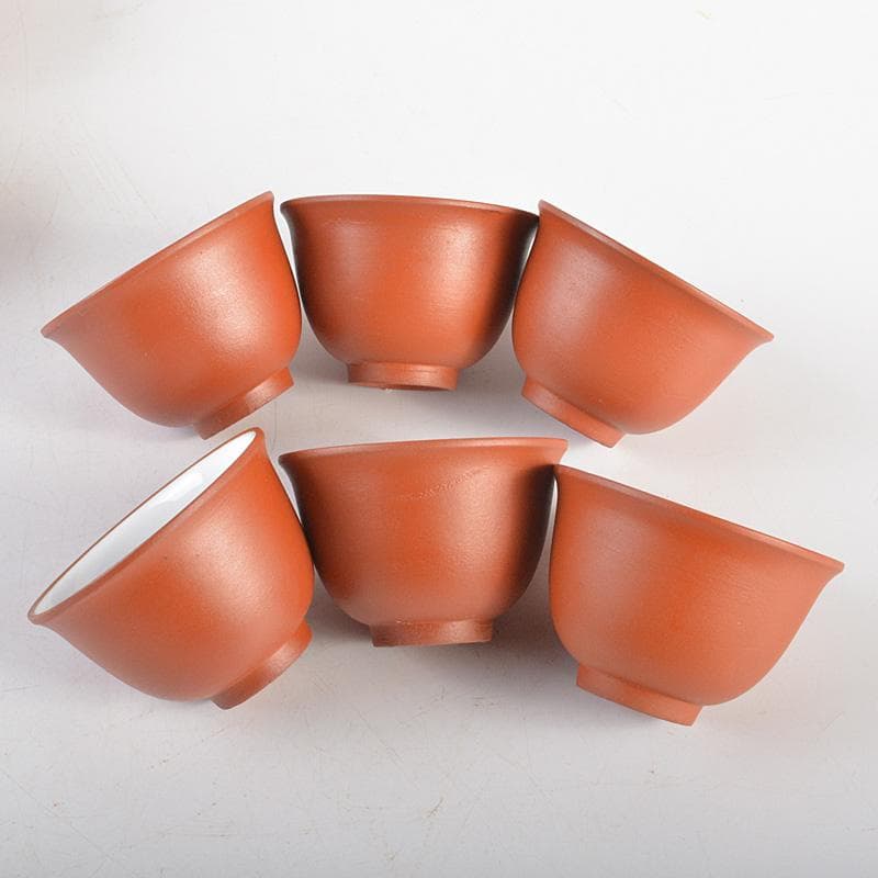 煎茶道具　紫砂　朱泥　内白釉　煎茶碗　20客まとめて　N　6332