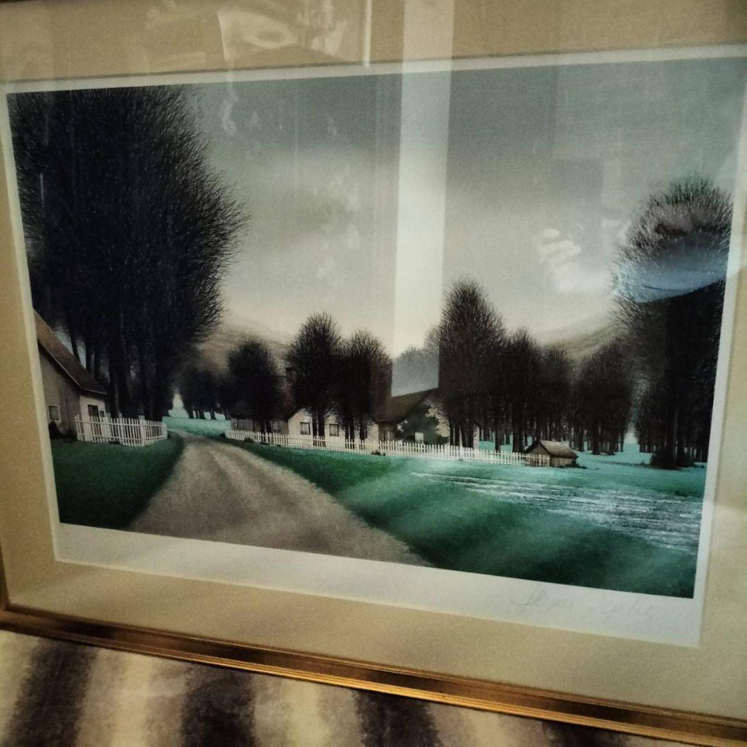 ジャック・デペルト　リトグラフ　ポーランド郊外の小道のある風景