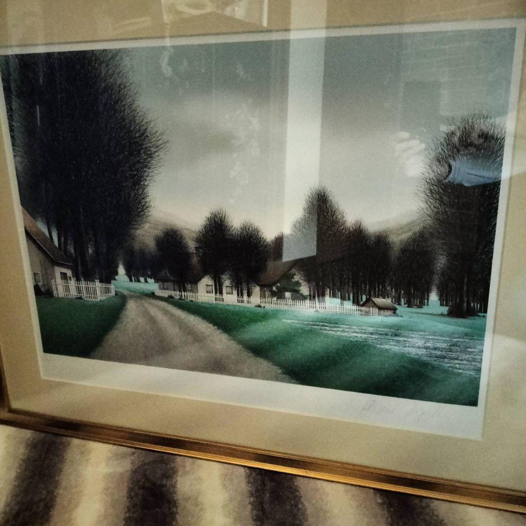 ジャック・デペルト　リトグラフ　ポーランド郊外の小道のある風景