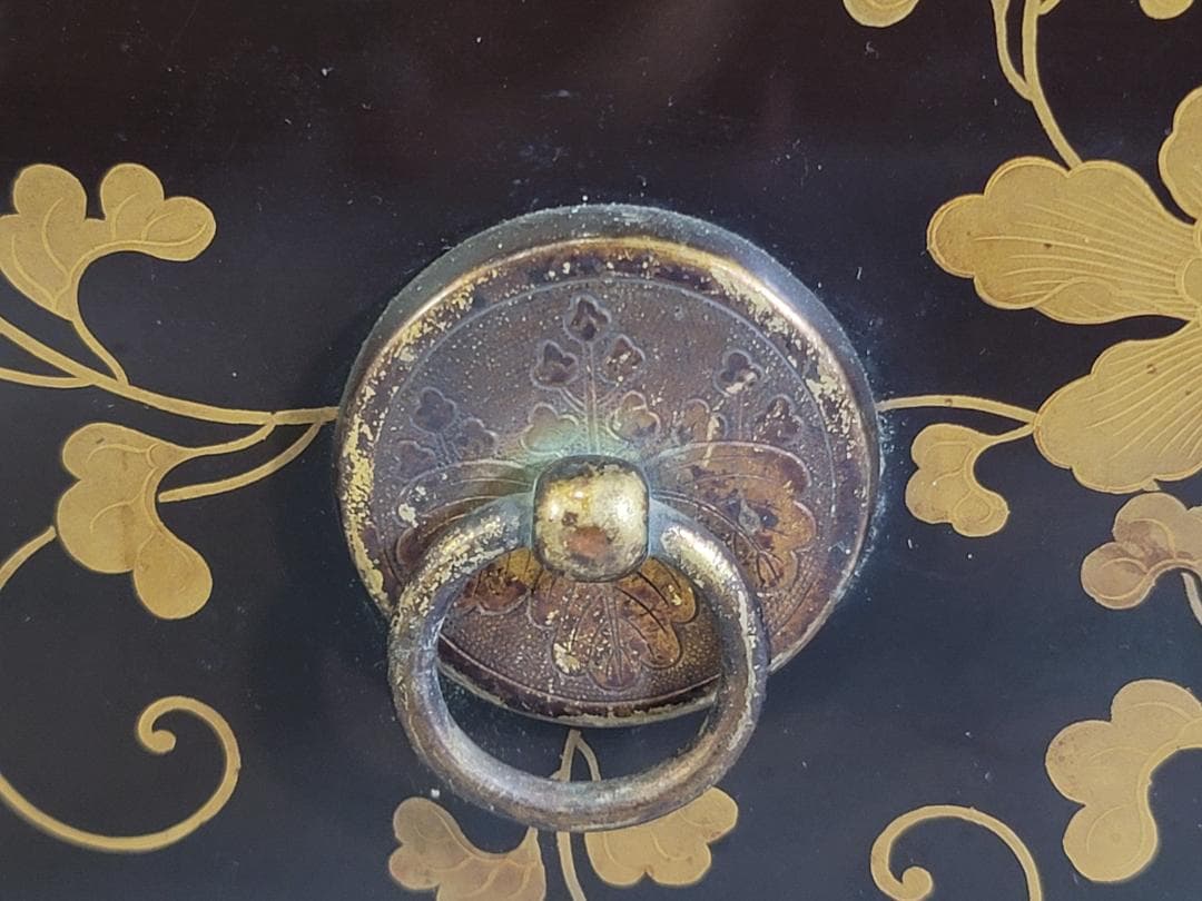 古美術 纏枝蓮花紋 蒔絵 鏡台 化粧箱付 時代物 DT426