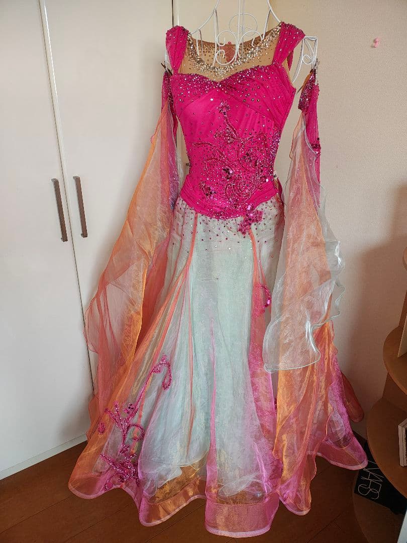 社交ダンス用ドレス ピンクオレンジ