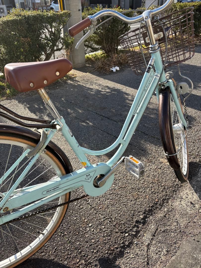 子供用自転車 水色 26インチ 前面バスケット付き