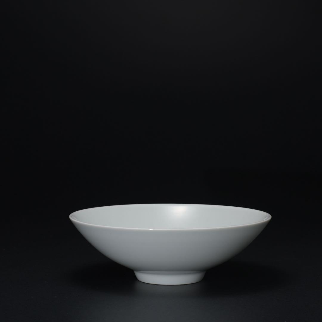 人間国宝 井上萬二 白磁笹彫文　鉢　菓子器　共箱　R1490ダK2