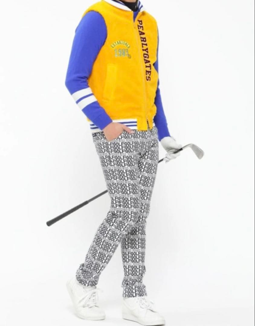 新品 パーリーゲイツ コットンストレッチカルゼ表ピーチパンツ(6)サイズLL/白