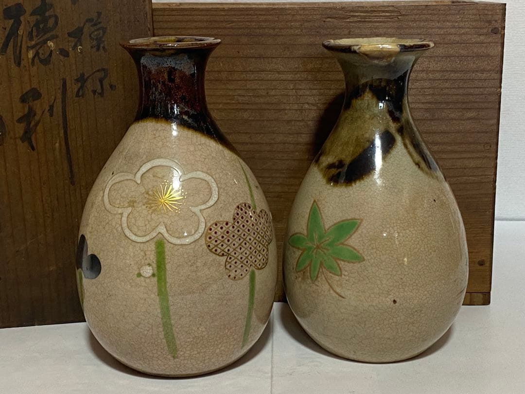 ♦永楽善五郎 光琳模様 徳利一対 共箱 江戸天保年間〜明治時代 京焼