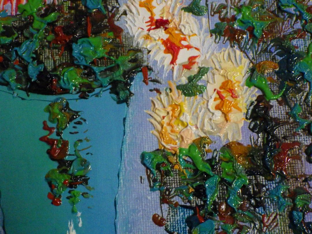 真作 油彩 古川明雄 野の花 肉筆 P4 額装 49.5㎝×40.5㎝×4.5㎝