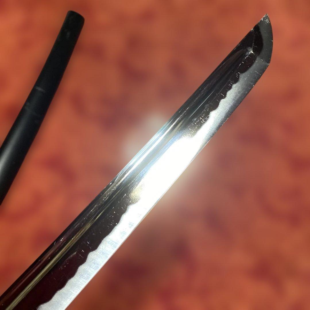 高級居合刀 黒柄 蓮根輪切透し丸鍔 黒呂鞘