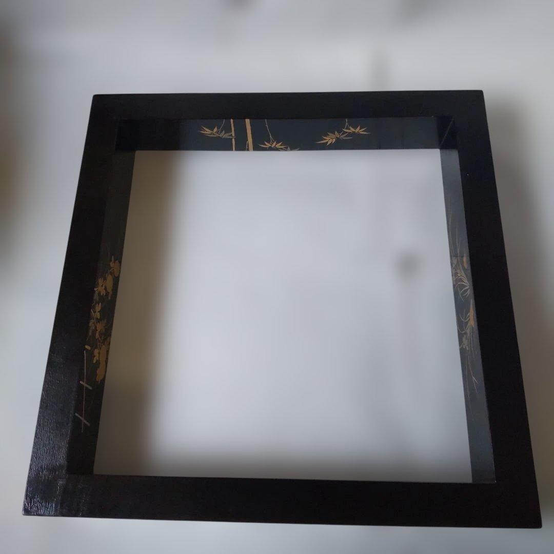 炉縁 塗師 林哲山 作『 四季草花蒔絵 』 四君子 金蒔絵 共箱 茶道具 美品