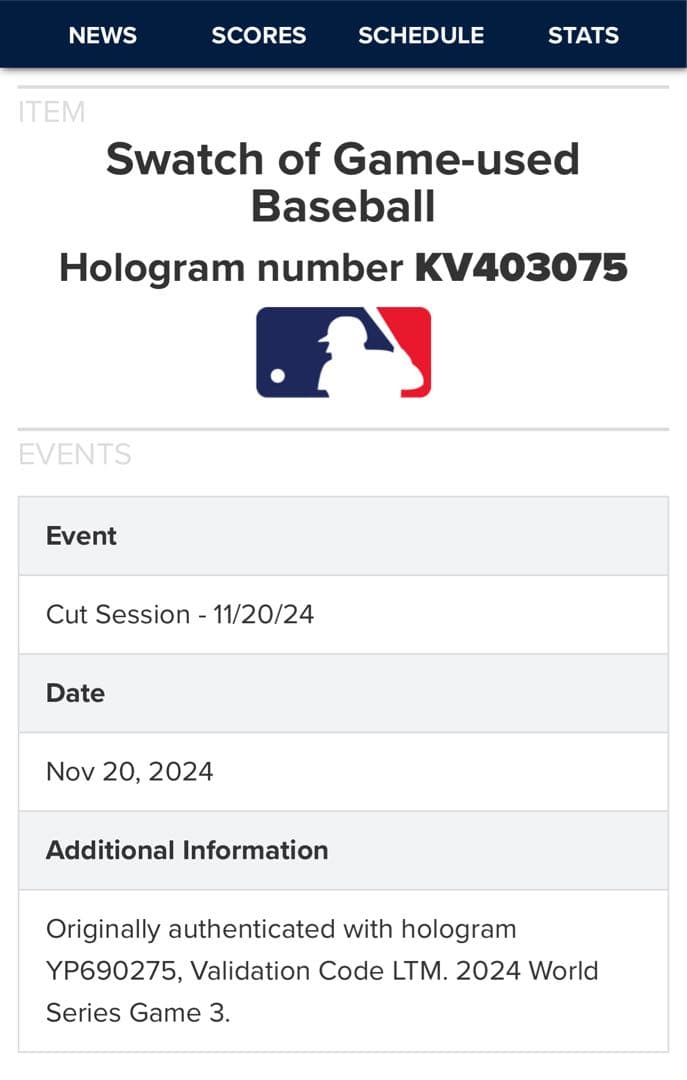 【世界500枚限定】2024年ドジャース WS優勝記念フォトパネル　実使用ボール