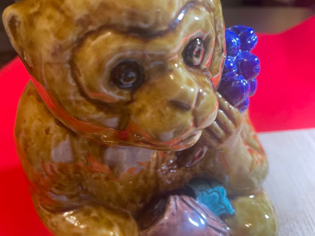 二代　浅蔵五十吉　与作　九谷焼陶器製 猿の置物 木箱付き