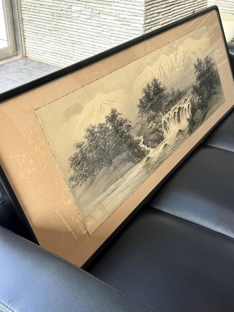 川島正行　水墨山水　四尺五寸（横幅139cm　縦48cm）春の到来　雪解け水