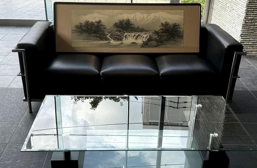 川島正行　水墨山水　四尺五寸（横幅139cm　縦48cm）春の到来　雪解け水