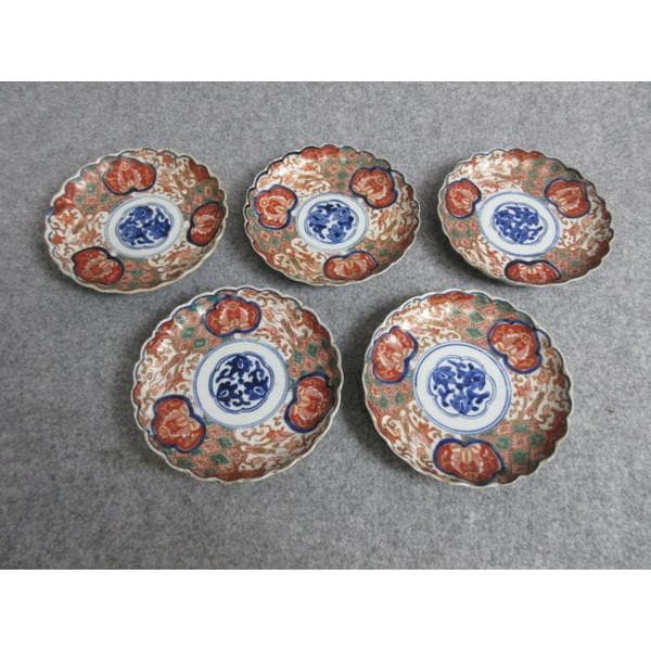 伊万里金襴手染錦菊皿5枚 [B28318]