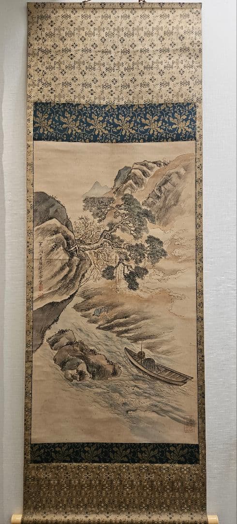 渡辺崋山［ 無我曳舟図 ］全楽堂落款 真筆 　江戸後期文人画大家　旧蔵箱入