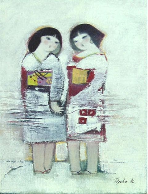 油絵 菅家令子 絵 絵画 インテリア F4-252023 女性 郷愁 雪国の子供