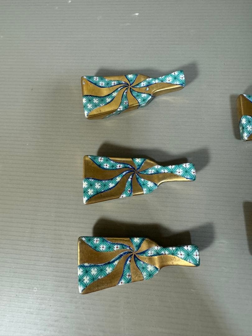 2316 有田焼　賞美堂 其泉 羽子板 箸置揃　5客