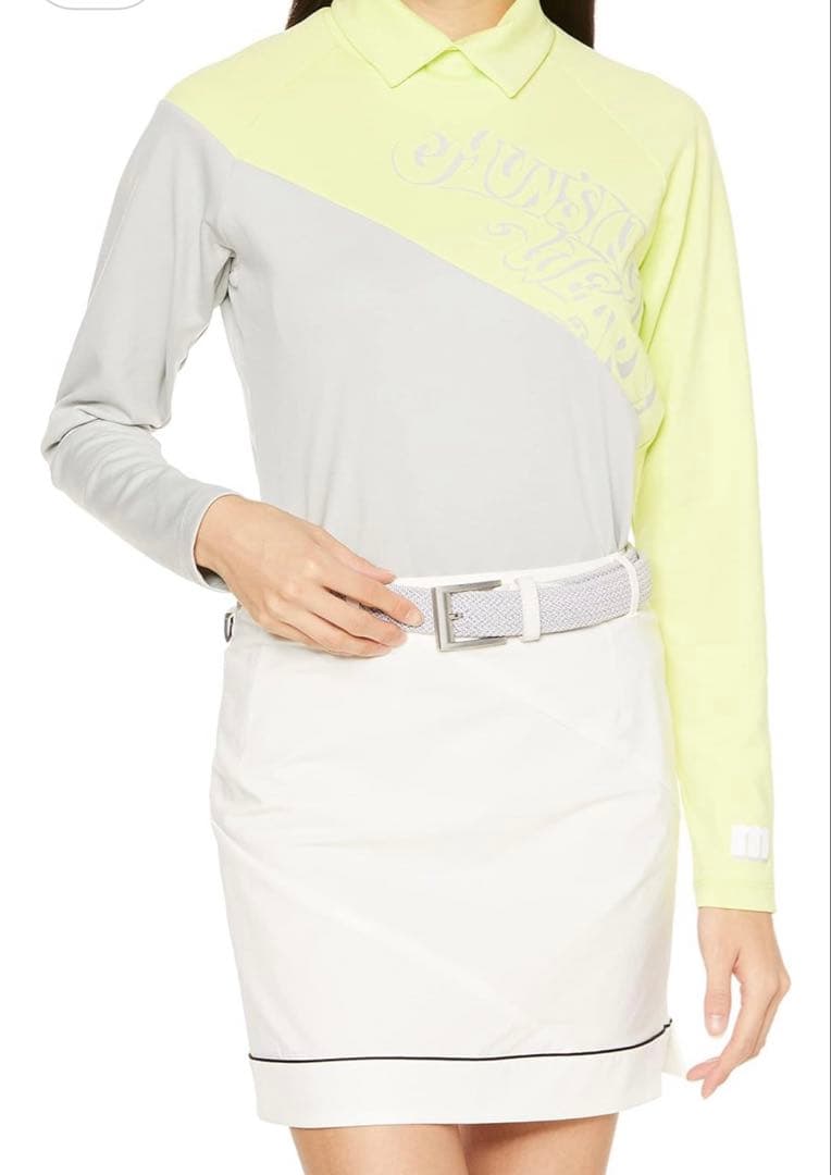 ゴルフ レディース 長袖シャツ グレー/イエロー