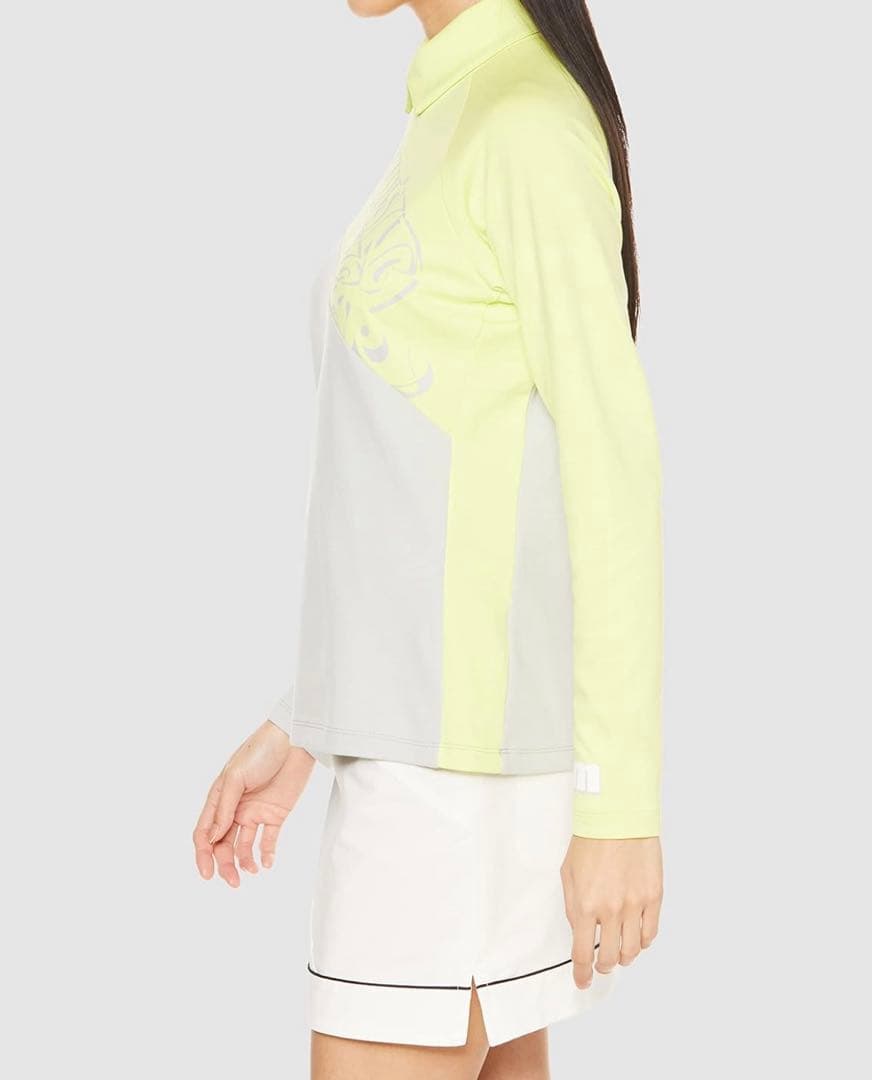 ゴルフ レディース 長袖シャツ グレー/イエロー