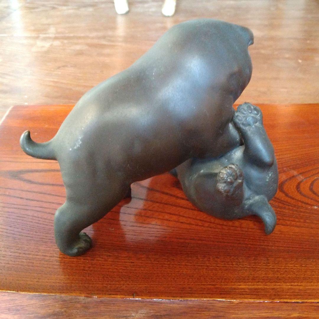 ブロンズ像　作家物　子犬像