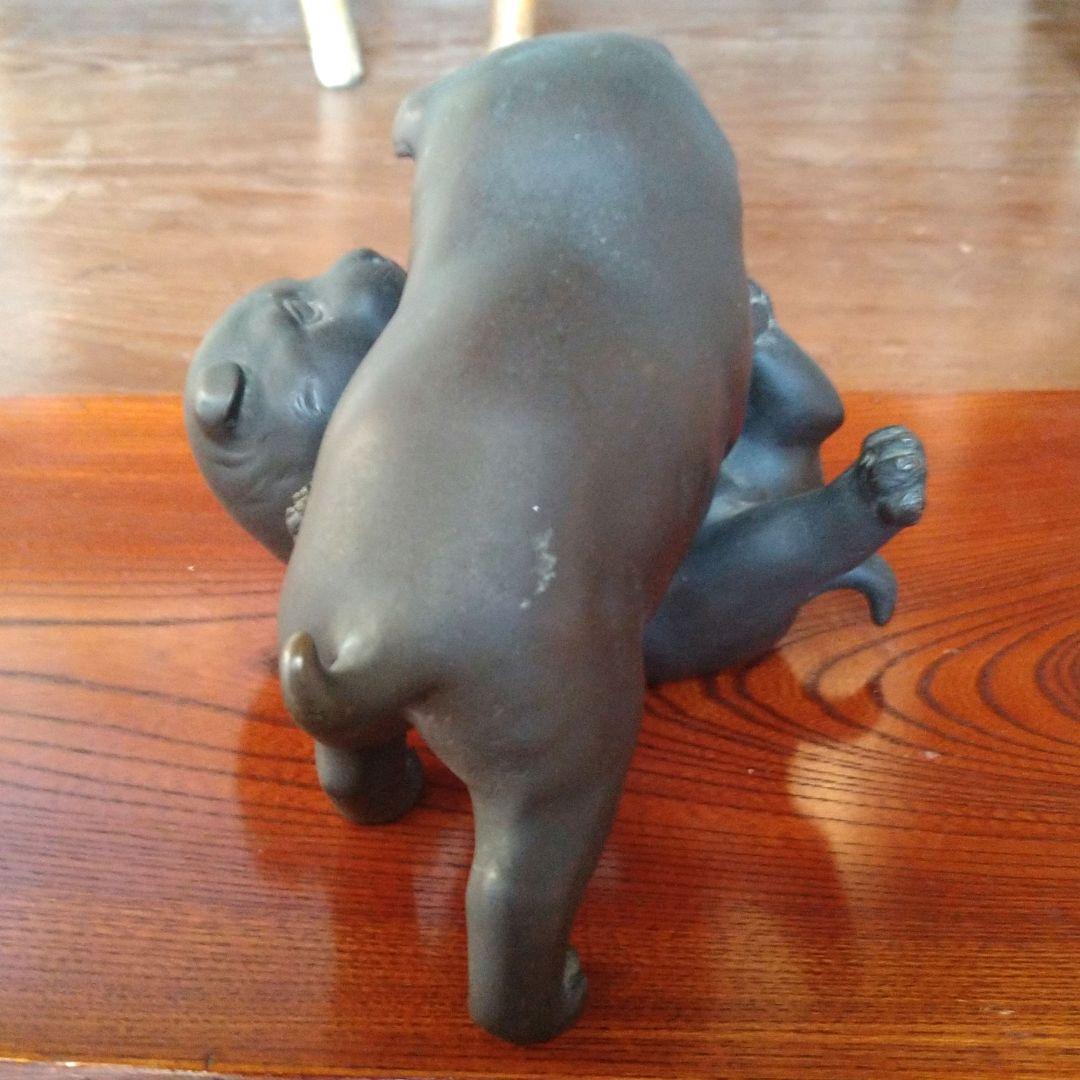 ブロンズ像　作家物　子犬像